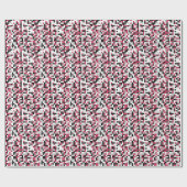 Cadeau Papier Magenta noir Motif géométrique (Plat)