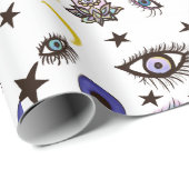 Cadeau papier maléfique enveloppant les yeux, avec lunes, (Coin rond)