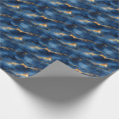 Cadeau Papier Marbré Bleu & Or (Coin)