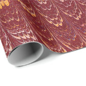 Cadeau papier marbré rouge brique (Coin rond)