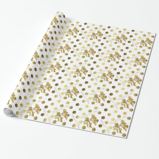 Cadeau Papier Mariage personnalisé Gold et White (Déroulé)