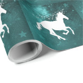 Cadeau Papier Mariage Unicorne turquoise (Coin rond)