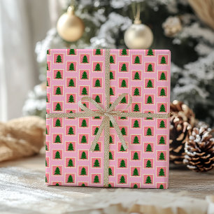 Cadeau Papier moderne vert et rose d'enveloppement de Noë