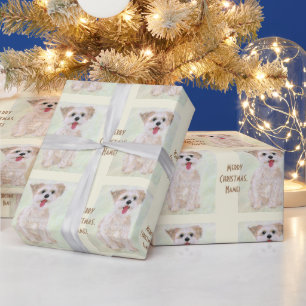 Cadeau Papier Morkie Dog Enveloppé Avec Texte