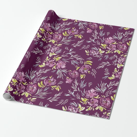 Cadeau Papier Motif à aquarelle violet (Déroulé)