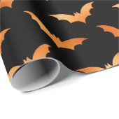 Cadeau Papier Motif à chaume noir et orange (Coin rond)