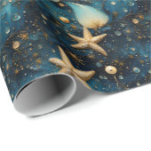 Cadeau Papier Motif à écorce de poisson d'océan (Coin rond)