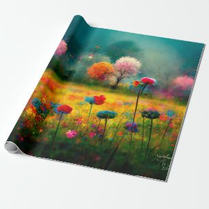 Cadeau Papier motif à enveloppement à motifs floraux