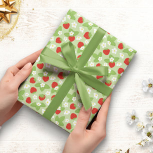 Cadeau Papier Motif à enveloppement de fraises florales
