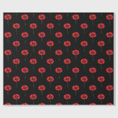 Cadeau Papier Motif à fleurs noir et rouge (Plat)