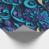 Cadeau Papier Motif à fleurs violet et bleu (Coin)