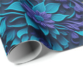 Cadeau Papier Motif à fleurs violet et bleu (Coin rond)