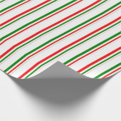 Cadeau Papier Motif à rayures rouges, blanc, vert (Coin)