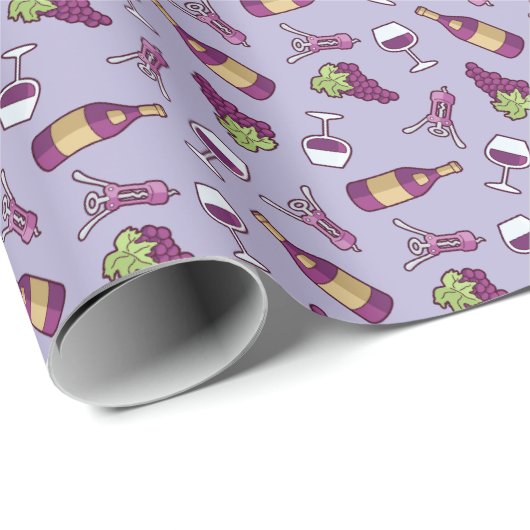 Cadeau Papier Motif à vin rouge (Coin rond)