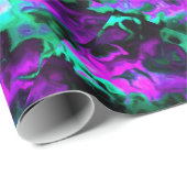Cadeau Papier Motif Abstrait violet noir et vert (Coin rond)