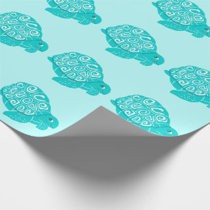 Cadeau Papier Motif  Aqua pour tortues Turquoises