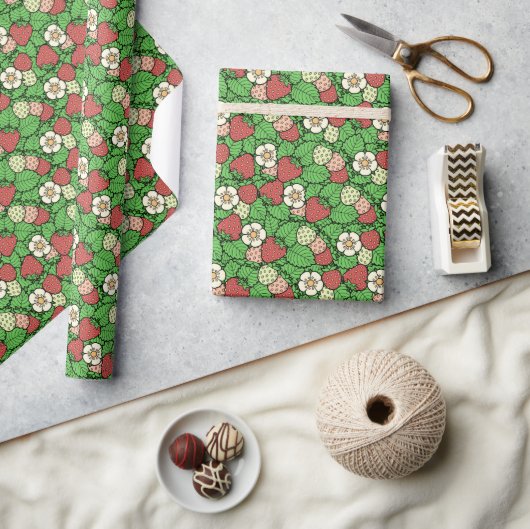 Cadeau Papier Motif Arrière - plan fraise (Artisanat)