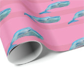 Cadeau Papier Motif blanc rose pâle pour baleine (Coin rond)