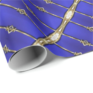 Cadeau Papier Motif Bleu et Gold