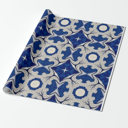 Cadeau Papier Motif bleu intense (Déroulé)