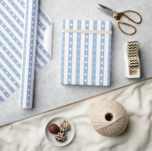 Cadeau Papier Motif bleu rayé étoile
