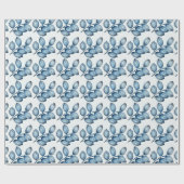 Cadeau Papier Motif brillant à feuilles bleues (Plat)