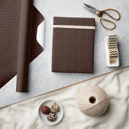 Cadeau Papier Motif Brown Herringbone classique (Artisanat)