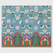 CADEAU PAPIER MOTIF CHINOIS BLEU ET ROUGE (Plat)