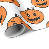 Cadeau Papier Motif Citrouille Halloween Horror (Coin rond)