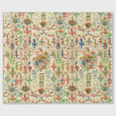 Cadeau Papier motif coloré Floral médiéval (Plat)