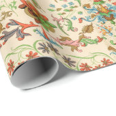 Cadeau Papier motif coloré Floral médiéval (Coin rond)
