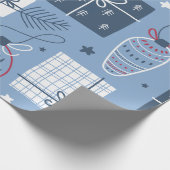 Cadeau Papier Motif de décoration de Noël gris (Coin)