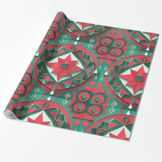 Cadeau Papier Motif de Noël Designer (Déroulé)