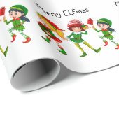 Cadeau Papier Motif de Noël ELF (Coin rond)