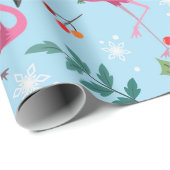 Cadeau Papier Motif de Noël Flamant rose (Coin rond)