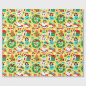 Cadeau Papier Motif de Noël Jaune mignon (Plat)