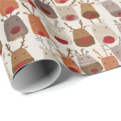 Cadeau Papier Motif de rennes (Coin rond)