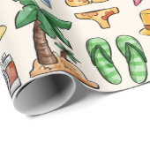 Cadeau Papier Motif d'été (Coin rond)