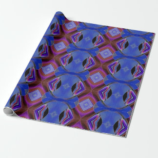 Cadeau Papier Motif Diamant Bleu Et Rouge
