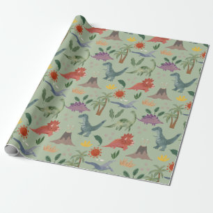 Cadeau Papier Motif Dinosaure Aquarelle Cute