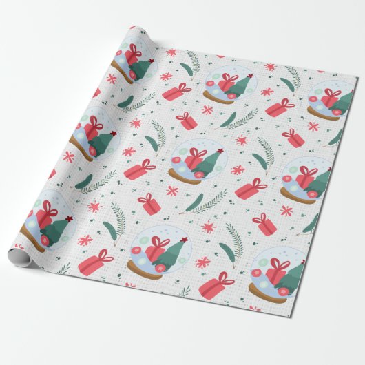 Cadeau Papier Motif du Globe des neiges d'hiver (Déroulé)