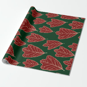 Cadeau Papier Motif Feuille en chêne contemporain
