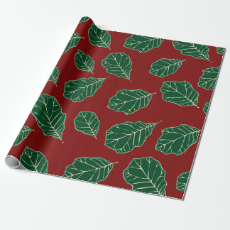 Cadeau Papier Motif Feuille en chêne contemporain