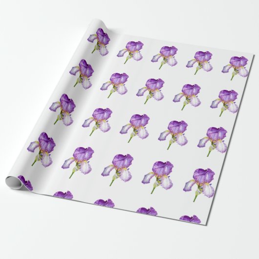 Cadeau Papier Motif Iris violet brillant (Déroulé)