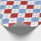 Cadeau Papier Motif Jacquard rouge et bleu (Coin)