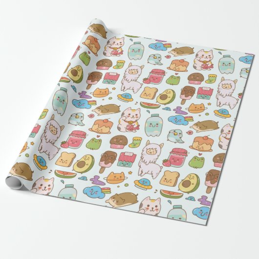 Cadeau Papier Motif Kawaii (Déroulé)