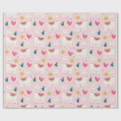 Cadeau Papier Motif Llama Rose Cute (Plat)