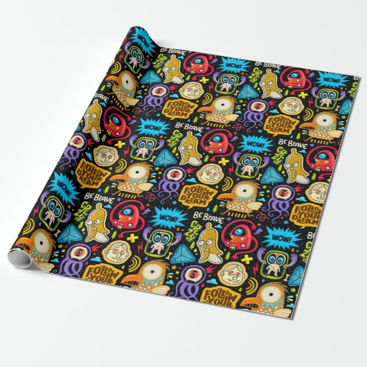 Cadeau Papier Motif Monster mignon (Déroulé)