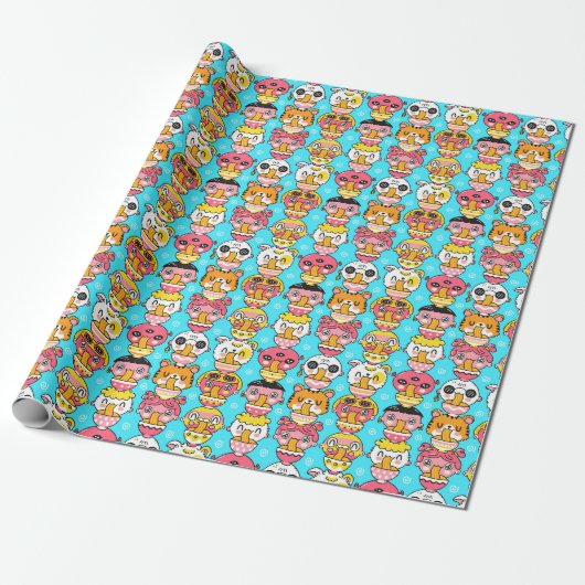 Cadeau Papier Motif Monster mignon (Déroulé)