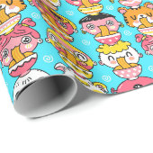 Cadeau Papier Motif Monster mignon (Coin rond)